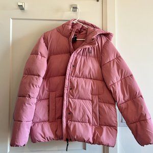 EUC Warm Hooded Pink Parka Down Jacket